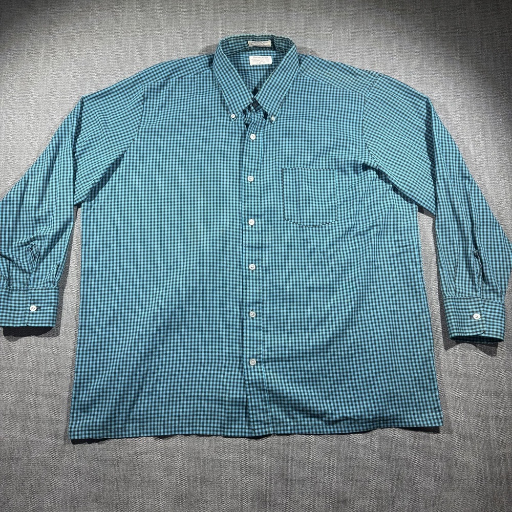 Vintage Sovereign Shirt Mens Big 2XL Blue Check Long Sleeve Button Down USA